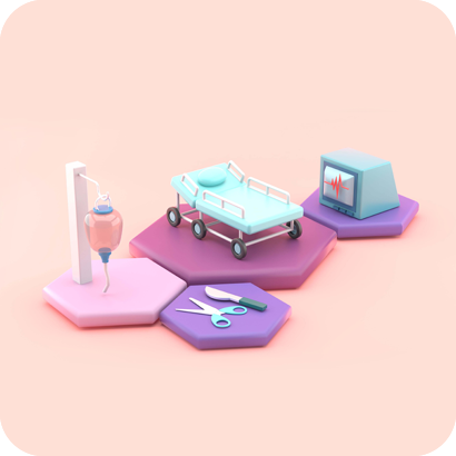 3d medical bed and IV